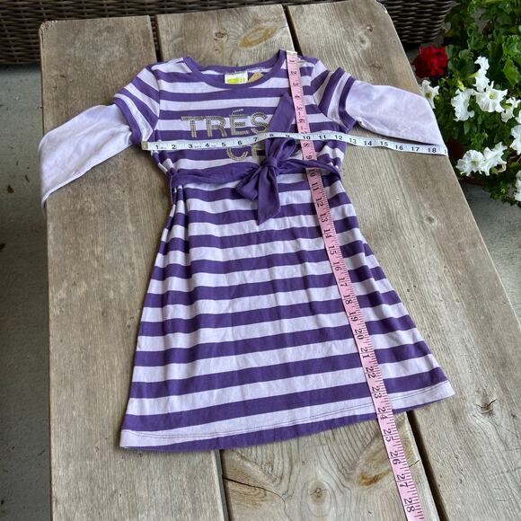 Crazy‎ 8 Girls Dress Size Small 5 6 Purple Striped Tres Chic Knit Ties Belt NEW - Picture 5 of 7